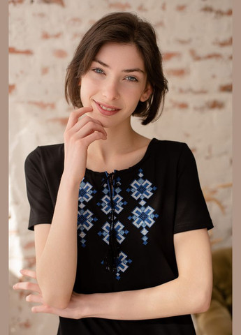 Чёрная футболка Vyshyvanka узор украинская символика (335814535)