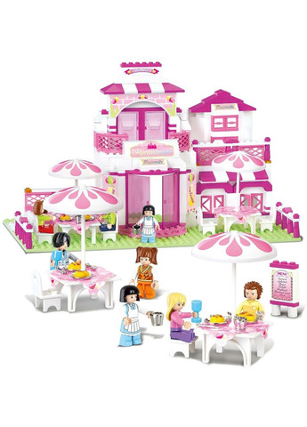 Конструктор серії Рожева мрія Літнє кафе на 306 деталей з рухомими елементами та 8 фігурками Sluban (328265987)