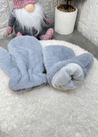 Рукавички еко-хутро сірі Пухнасті Рукавиці сірого кольору хутряні рукавички зимові еко хутро one size No Brand (366448613)