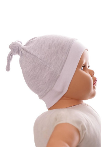 Шапка з вузликом інтерлок сіра 1м+ (50142) BABYKROHA (317042795)