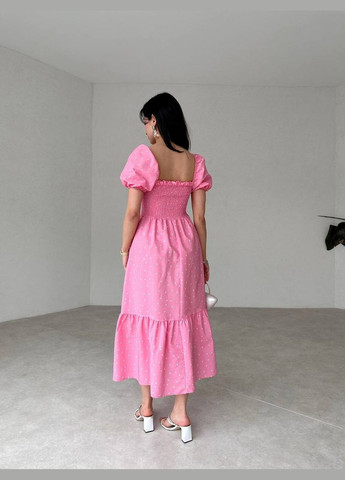 Розовое кэжуал платье N.Family в горошек