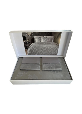 Комплект постільної білизни Celestia Gri жакардовий сатин 220-200 см сірий Tivolyo Home (321999670)