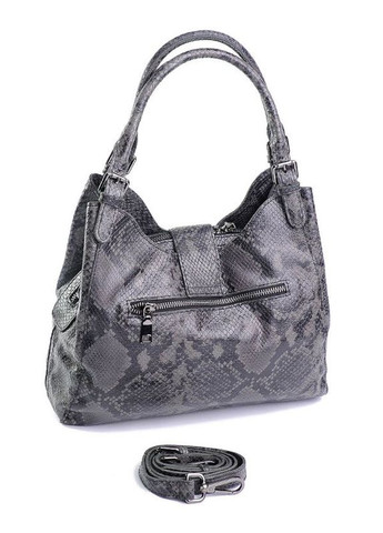 Сумка кожаная женская Хобо из натуральной кожи функциональная Серая NIUNIU (322399572)