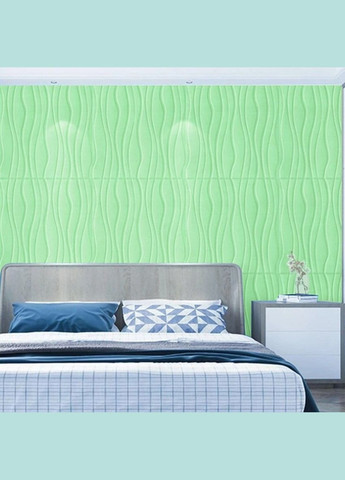 Самоклеющаяся 3D панель светлозеленые волны 600x600x6мм SW-00001327 Sticker Wall (292564543)
