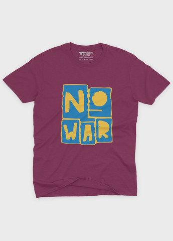Бордовая мужская футболка с патриотическим принтом no war (ts001-5-bgr-005-1-126) Modno