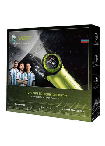 Машинка для стрижки аккумуляторная 10 насадок триммер LED дисплей зеленый (2390000031) VGR V-001 (342392594)