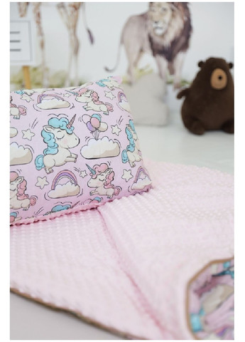 Дитячий спальний мішок постіль на блискавці з подушкою чохлом для зберігання перенесення (479345-Prob) Єдинороги рожеві розмір L Unbranded (317279666)