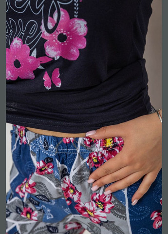 Темно-синяя пижама женская с принтом Ager 243R3050