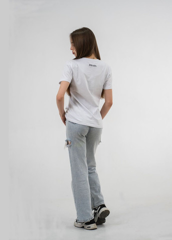 Белая летняя футболка женская Prada