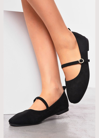 Жіночі балетки жіночі чорного кольору Let's Shop | чорні однотонні без декору штучна замша (326269905)