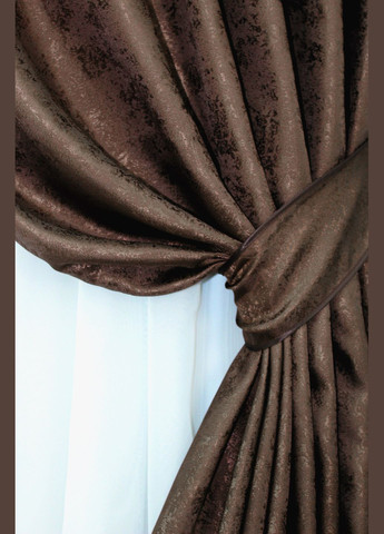 Комплект штор жаккард колекція "Мармур Al1" колір коричневий 436ш VR-Textil (317461224)