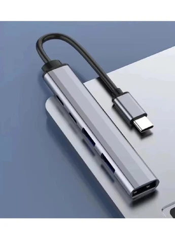 Хаб док станция адаптер Type-C с 3 USB 3.0 портами 2 USB TYPE-C 65W PD алюминиевый сплав 85х16х8,5 мм (483091-Prob) Серый Unbranded (385340225)