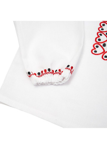 Белая вышиванка для девочки сердечки, р.98, красный с черным () Twins 88OTS98-1213