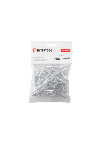 Заклепки вытяжные 4.8 мм для неразъемных соединений по металлу (50 шт.) Intertool (332202889)