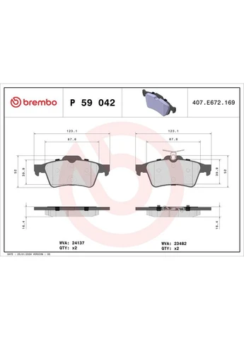 Гальмівні колодки дискові P59 042 Brembo (390285295)