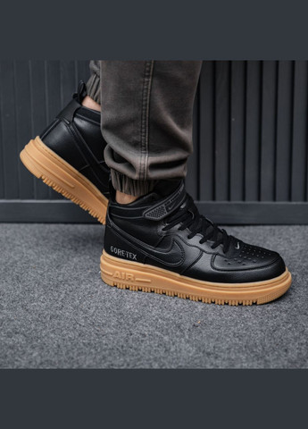 Чорні Зимовий кросівки зимові чоловічі nike air force 1 winter high black brown termo gore-tex | найк аір форс 1 високі чорні коричневі термо No Brand