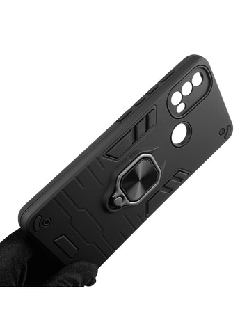 Чохол для телефона Moto E40 броньований з магнітним кільцем-тримачем на моторола е40 чорний Motorola (366229327)