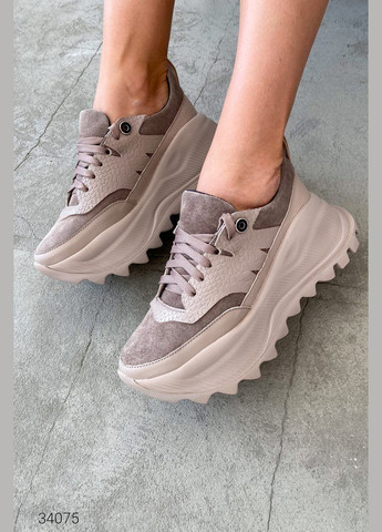 Шкіряні кросівки на масивній підошві Liton бежеві демісезони (303699147)