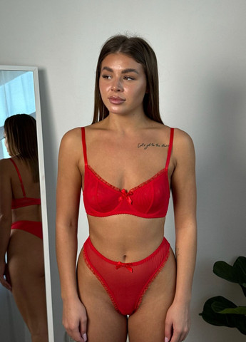 Червоний демісезонний комплект в сіточку колекції «вірність» VIDCHUY