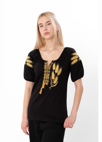 Чёрная женская вышиванка с коротким рукавом (p-17341) Носи своє узор украинская символика (335414351)