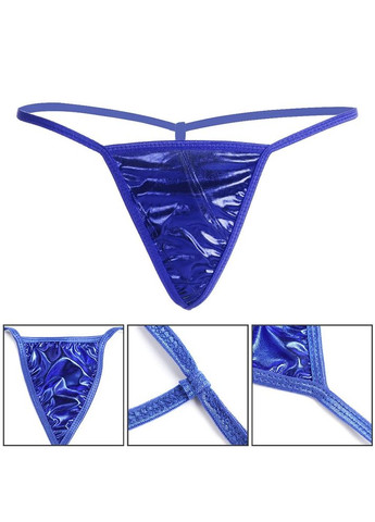Стринги блискучі жіночі еротичні ONE SIZE сині (MET-Dblue) No Brand (360897534)