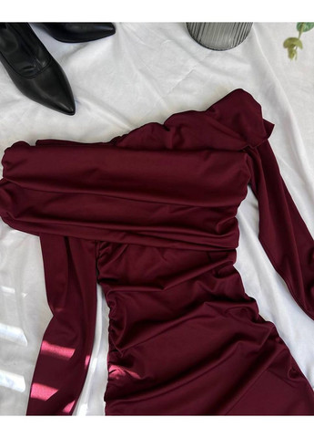 Бордова вечірня сукня з мікродайвінгу по фігурі — замір в описі DK/DL Мода без кордонів однотонна