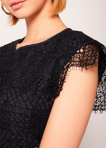 Темно-синя святковий, коктейльна, вечірня мереживна міні сукня кльош, бебі долл, з пишною спідницею Tommy Hilfiger однотонна