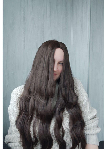 Перука шоколадна довга хвиляста без чуба термо коричнева (LCI5036) No Brand (355802318)