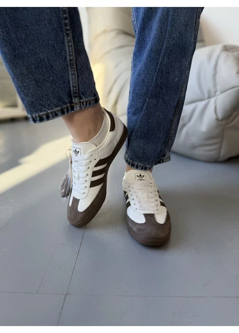 Белые летние кроссовки adidas samba white brown адидас самба No Brand