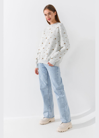 Светло-серый свитшот с узором женский onme-28 светло-серый shop (2000990783585) On me (316008819)