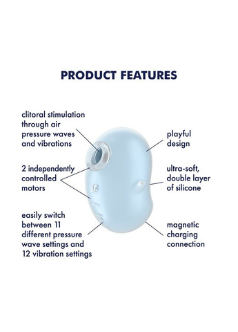 Вакуумный клиторальный стимулятор с вибрацией Cutie Ghost Blue Satisfyer (333332559)