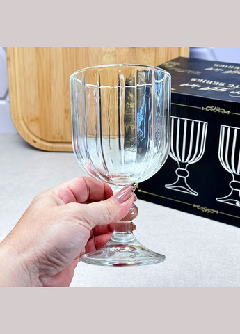 Набір бокалів для вина скляних Goblet 390 мл, 6 шт на ніжці No Brand (337990458)