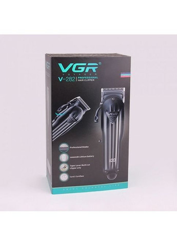 Професійна машинка для стрижки бездротова акумуляторна LED-дисплей VGR V-282 Чорна + 6 насадок MDR No Brand (371793762)