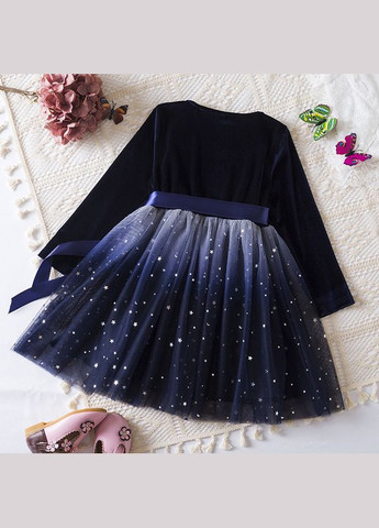 Темно-синя красива велюрова сукня святкова гарна з рукавами No Brand (315932855)