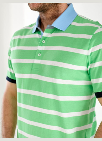 Зеленая мужская футболка поло в полоску зеленого цвета 33463 No Brand