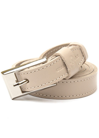 Тонкий кожаный ремень для женщин 11447 Бежевый Grande Pelle (292849785)