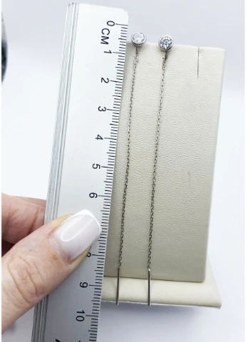 Сережки- протяжки срібні з кубічним цирконієм 1 г No Brand (369737561)