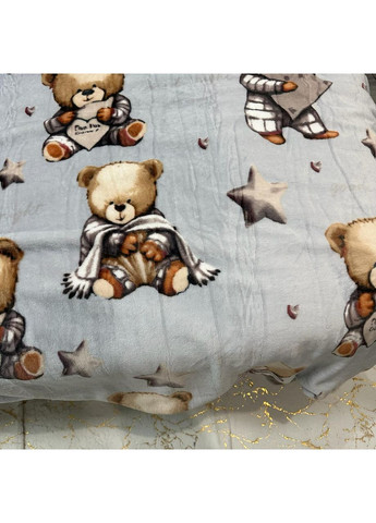 Двосторонній Плед "Comfort & Style" (Велюр + Teddy Fur), розмір 200*220 см сірого кольору з малюнком No Brand (366561123)