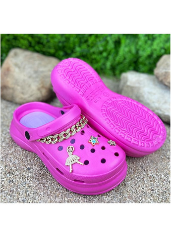 Крокси жіночі з джибітсами на платформі Е-0010118-4 Фуксія Sanlin (291422647)