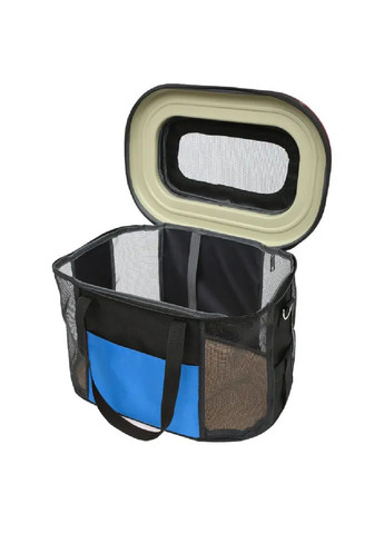 Сумка переноска для тварин котів собак з килимком кишенями ременем для перенесення 28х45х28 см (477709-Prob) Чорна з синім Unbranded (299101489)