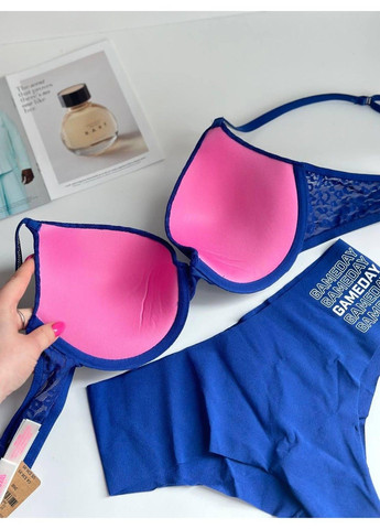 Синий бюстгальтер с пуш-ап pink push-up bra синий 34c(75c) Victoria's Secret