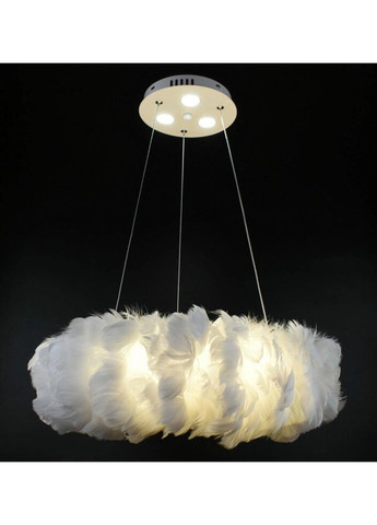 Люстра підвісна з пір'ям на 6 лампочок 26045 Білий 40-90х50х50 см. Sunnysky (335975248)