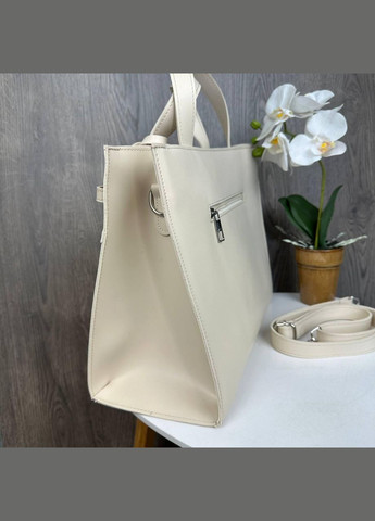 Женская большая сумка с замочком черная эко кожа, сумочка на плечо с декоративным замком No Brand (334729672)