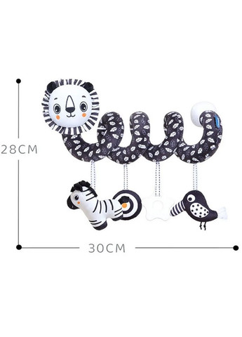 Спіральна підвісна іграшка для коляски та ліжечка Левеня з друзями — чорно-біла з гризунцем 0+ STD (365267994)