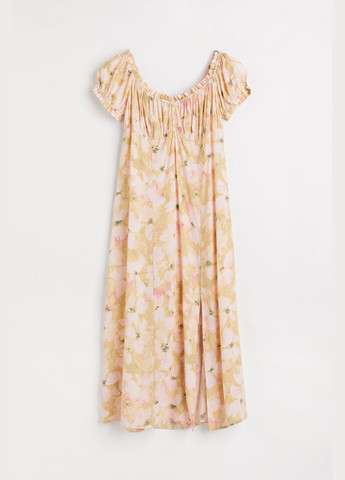 Бежевое повседневный платье H&M с цветочным принтом