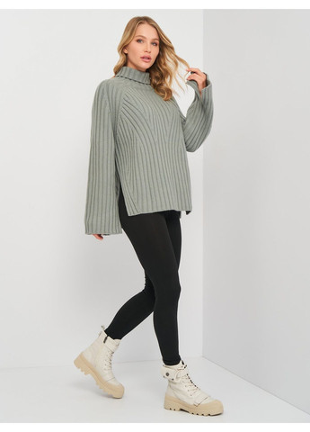 Серо-зеленый зимний свитер шерстяной H&M