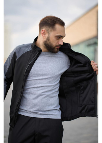 Сіра демісезонна стильна чоловіча куртка з softshell без флісу Vakko