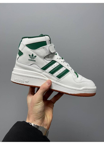 Сірі Осінні кросівки чоловічі adidas forum white green high адідас форум No Brand