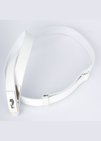 Ремінь жіночий вузький білий шкіряний -2031 зі срібною пряжкою (110 см) JK (330574302)