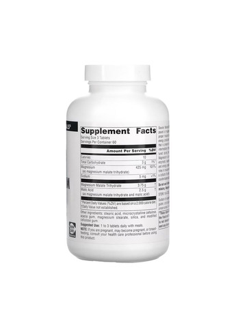 Добавка магнію для енергії та здоров'я м'язів Магній Малат 1250мг 90 табл Source Naturals (367956459)